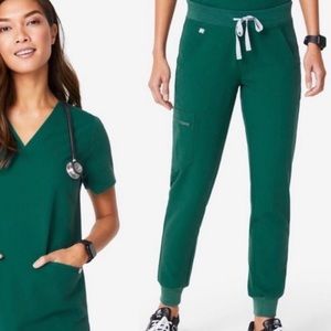 Hunter green figs jogger pants
